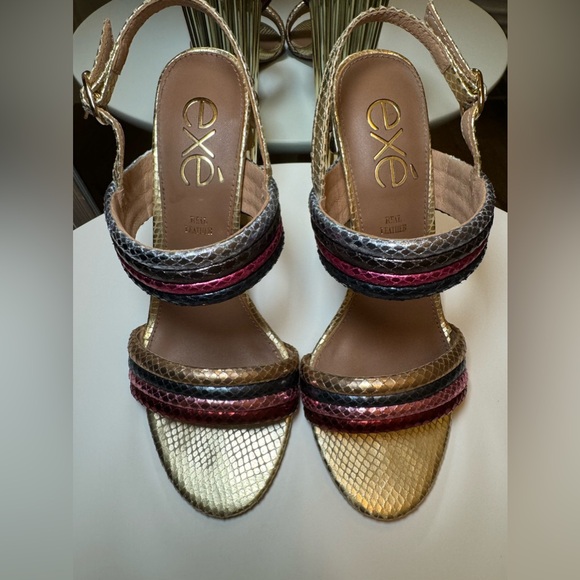 Exe Mona 940 Heeled Sandals Size 7 - Gold - Multicolored- Size 38 (US 7.5) - Picture 9 of 11